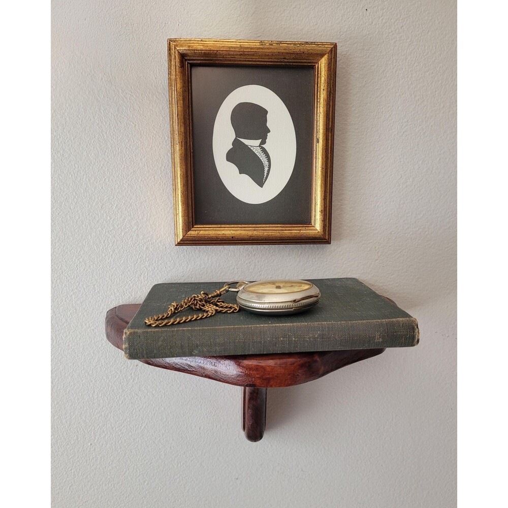 Vintage Wood Wall Plant Shelf Candle Holder Sconce Dark Stain